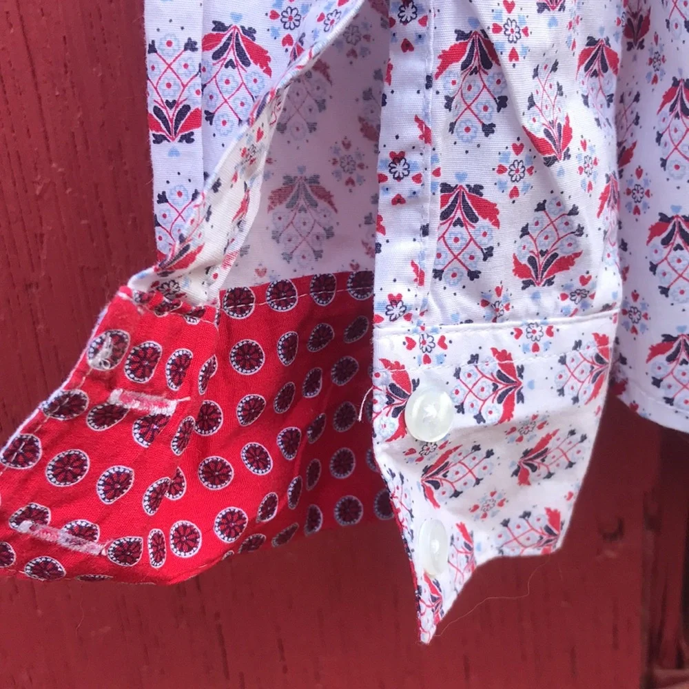 XXL George strait long sleeve button up with red white and blue details - Picture 5 of 7